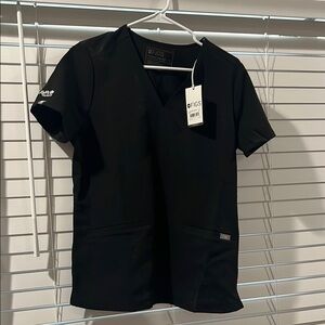 Figs Black V-Neck Scrub Shirt